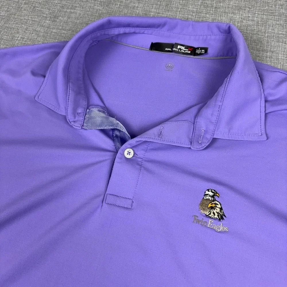 RLX Ralph Lauren Polo Shirt Mens 2XL Purple TwinEagles Golf Short Sleeve